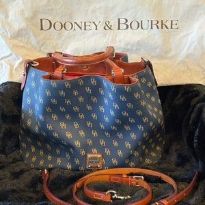 Dooney & Bourke Blue and Brown Satchel